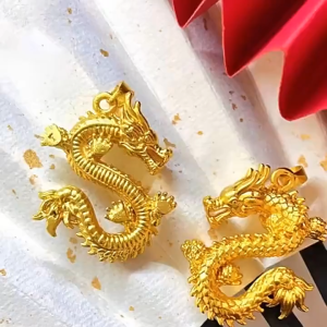 Kalung Naga Titanium Gold Gagah untuk Pria Liontin Feng Shui Pembawa Rezeki  Aksesoris Shio Naga