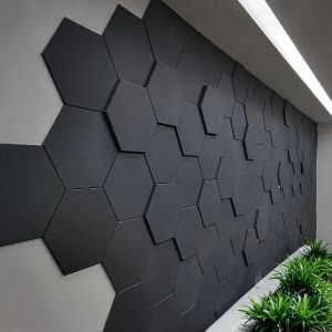 1Pcs Hexagon Soundproof Panel Acoust Insulation Absorcion Material PanelSound Absorbing Panels for StudioHomeAcoustic Panel Wall DIY(30x26cm Easy Install)9mm Thick