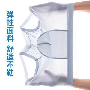 Comfortable 7A Antibacterial Mulberry Silk Lined Mens Underwear Men Underwear Boxer Ice Silk Nude Mid-waist Underwear