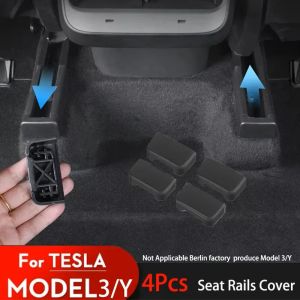 4pcs Seat Rail Cover Protector For Tesla Model 3 Y Juniper 2025 Accessories Rear End Pieces Backseat Slide Protection Anti-kick