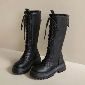 Knee-high Martin Boots Womens Knight Boots Thick Bottom High-topped Autumn New Style Fashion Boots Korean Style round Toe
