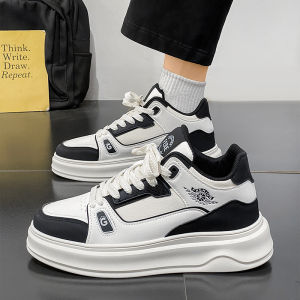 Mens Leather Sport Shoes Autumn 2025 New Style Trendy All-Match High-End Feeling Teenage Thick Bottom Heightening Board Shoes