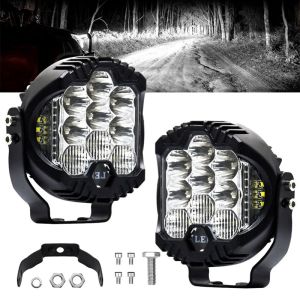 5/7 inch led spotlight car front insurance LED work light auxiliary lighting check light Driving Light Spotlight Offroad Driving Fog Light for pickup truck harley motocross Amber Yellow/White 60W 8000LM 12- 24V