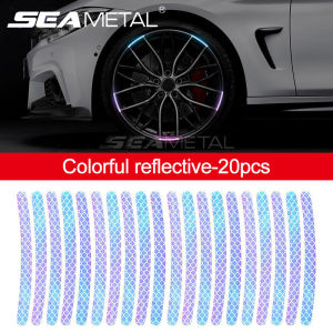 SEAMETAL 20Pcs Car Wheel Reflective Sticker Colorful Decoration Stickers