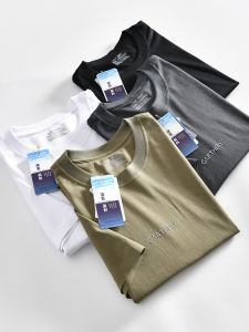 เสื้อยืดแขนสั้นผู้ชายผ้าผสมคอตตอนและไนลอนระบายอากาศได้ดี ทรงหลวม ทรงพอดีตัว ทรงพื้นฐาน สำหรับฤดูร้อน