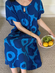 National Style Improved Cheongsam Rayon Summer Dress Womens 2024 New Floral Dress Nightdress Pajamas Can Be Outwear