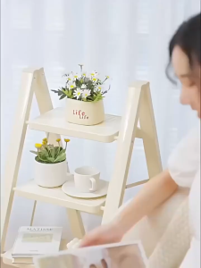 【SG Stock】ladder Foldable And Thickened White With Enlarged Steps Entrance Ladder Step Stool 3/4 Steps