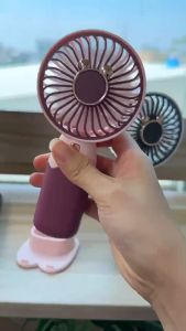 AOYI ZB088B Mini Fan Strong Wind Summer Heat Dissipation Mini Size Portable Handheld Fan With Standing Base Can Use As Phone Holder Easy Carry Out 便携手持小风扇