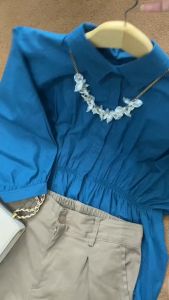 Kemeja Alya: Kemeja Wanita Kerut Depan Atasan Wanita Oversize Blouse Alya Korean Style