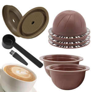 5 sets of coffee capsule filter shells and silicone sealing caps compatible with Nespresso Vertuo can be filled with coffee