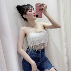 ÁO COROPTOP NỮ TUA RUA DÂY KIỂU CÁCH XINH XINH FREE SIZE DƯỚI 52KG #UT03030