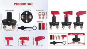 Công Tắc Ngắt Kết Nối Pin 300A Bộ Cách Ly Chính Công Tắc Ngắt Nguồn Với 2 Chìa Khóa Cho Ô Tô Thuyền RV ATV Xe Tải