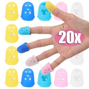 20Pcs/Set Mix Color Multifunctional Silicone Thimble Hollowed Out Breathable Protective Finger Sleeve DIY Craft Sewing Accessory Pain-Prevention Finger Protection Cover