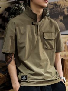 NCE Summer American polo shirt mens ice silk quick drying loose workwear