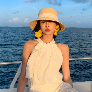 BILLI ZILLY | French Style Hepburn Straw Hat Womens Summer New Face Slimming Sunshade Outdoor Beach Sand Beach Sun Protection Cap