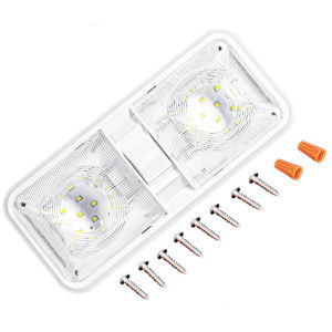 48LEDs RV LED Ceiling Double Dome Light with ON/OFF Switch 12V Natural White Interior Car/RV/Trailer/Camper/Boat Lighting