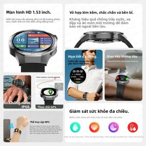 Đồng Hồ Thông Minh GT5 Pro Màn Hình Cảm Ứng Đầy Đủ NFC GPS Bluetooth Gọi Điện Thể Thao Theo Dõi Sức Khỏe Dành Cho Nam Nữ - Màn Hình AMOLED HD 1.53 Inch