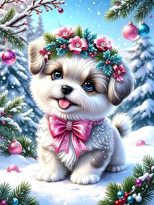 HUACAN Diamond Painting New Collection Dog Animal Winter Snow Mosaic Christmas Handicrafts Full Drill Christmas Gift Home Decor