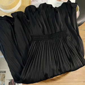 PAIBOLI | Summer New French Chic A-Line Pleated Black Skirt