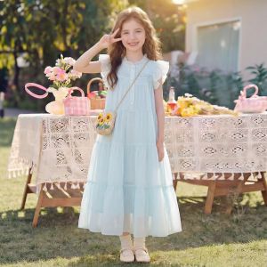 SHANGLEXIONG | Đầm Công Chúa Sang Trọng cho Bé Gái Màu Xanh Nhạt Mùa Hè