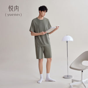 yuenei | ชุดนอนผ้าโมดอลบางสำหรับฤดูร้อน ชุดนอนผ้าไหมน้ำแข็งบางๆ สำหรับคู่รัก ชุดนอนผ้าฝ้ายสำหรับผู้ชายและผู้หญิง ชุดนอนลำลอง