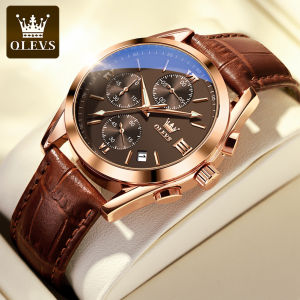 OLEVS | OLEVS 2872 Quartz Mens Watch Original Business Sports Waterproof Luminous Chronograph Watch Luxury Brand Leather Mens Watch
