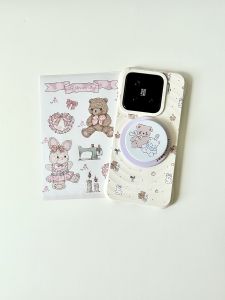 Magnetic Absorption Soft Shell Case for Xiaomi 15 Ultra pro 14 pro S25 Ultra Edge Protection Anti-Fall Cute Teddy Bear Design