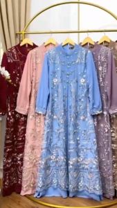 Alana Dress Ceruty Mix Tile Garden Gamis Wanita Remaja Murah Tapi Mewah Dress Wanita Terbaru 2024