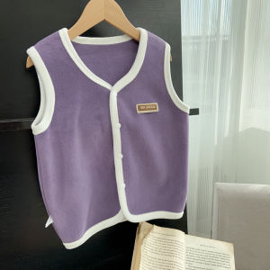 Elastic Fleece Vest Pure Color Autumn Winter Childrens Clothing Boys Girls School Uniform Top Quality Soft Fabric Kids Vest