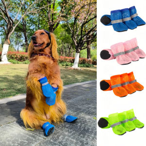 4PCS Summer Dog Shoes Breathable Anti-Slip Wear-Resistant Dog Outdoor Boots for Small Medium Dogs Cats Puppy Pet Accessories