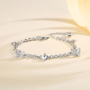 Y570 [COD]Gelang Titanium Perak Xuping Diamond Kupu-kupu Crystal Jewelry Bracelet