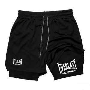 Mens Compression Gym Shorts Sports Pants Double Fashion Sweatpants Workout Layered Quick Drying Basketball Muscle Fitness Short