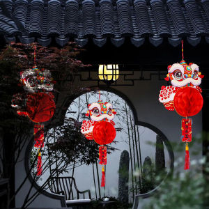 【On Sale】5Pcs New Year Paper Lantern Chinese Festival Red Lantern Cartoon Lucky Pendants for Home Ornaments Lanterns