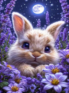 Huacan 5D DIY Diamond Painting Rabbit Moon Diamond Mosaic Animal Flower New 2026 Decorative Paintings