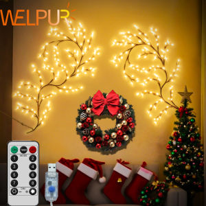 Đèn Tường LED Hình Cây Liễu 185cm Sử Dụng Nguồn USB Trang Trí Giáng Sinh Lò Sưởi Tường Tự Chứa Pin