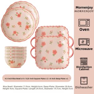 mornenjoy | Elegant Hand-painted Underglaze Cream-style Ceramic Tableware