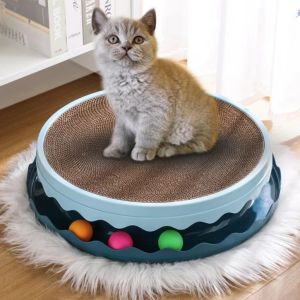 HATELI อุปกรณ์ขัดเตียงอุปกรณ์ไว้ให้แมวข่วนทรงกลม2ชั้น2ชั้นกระดาษแข็งกระดาษลูกฟูกแผ่นรอยข่วนจากแมวแมว