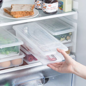 High Capacity Refrigerator Fresh Food Container / Vegetable Fruit Meat Fish Food Separated Drain Storage Box With Lid