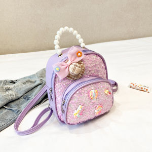 Adorable Princess Backpack for Girls Mini Sparkle PU Material Dual Shoulder Bag Kindergarten Kids 1-3 Years Old Baby Girls