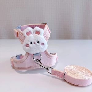 สายรัดคอแบบปรับได้สำหรับสุนัขและแมว สายเดินทางสำหรับเด็กเล็ก สายรัดหน้าอกและหลังสำหรับเล่นกับแมวและสุนัขขนาดเล็ก สายเดินทางแบบไม่หลุดรอด