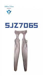 Mens Tights : Smooth and Shiny Semi Translucent Open Front.Back Lower Body Jumpsuit (SJZ 7065)