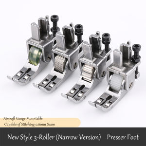 Narrow-Style 3-Roller Presser Foot–Adjustable Pressure Multi-Functional Roller Presser Foot Universal for Thick&Thin Fabrics