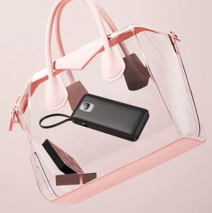 D600 22.5W+PD20W 4 Built-In Cable Power Bank with Digital Power Indicator Display Fast Charge 10000mAh Capacity
