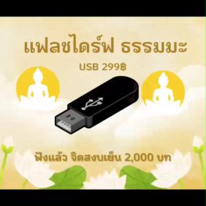 แฟลชไดร์ฟแท้ USB - MP3 เพลงบทสวดมนต์และธรรมะเย็นใจ 2000 บท คัดพิเศษ หาฟังยาก (ฟังต่อเนื่อง 60 ชม.)