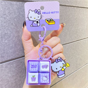 Kitty-Themed Electronic Wooden Fish Keychain