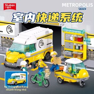 Bộ Đồ Chơi Lắp Ráp Mô Hình Xe Tải Container New City Express Xe Giao Hàng Giáo Dục Dành Cho Trẻ Em 255-269 Chi Tiết Nhựa ABS