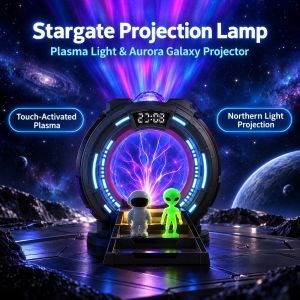 Stargate Night Light Projector Ion Ball LED Veins Atmosphere Lamp with White NoiseTimer Bluetooth Control for Sci-Fi Room Decor