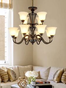 MINGRU | Vintage American Style Iron Chandelier for High Ceiling Duplex Villas