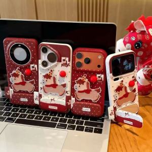 For Tag polka dot embroidered horse bracket for huawei mate70pro mobile phone case P80nova14 soft h260705