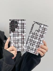 Samsung S25 Ultra Phone Case Anti-Fall Protection Cute Cat Design Korean Style Plaid Pattern High Quality Clear Shell for S24 plus